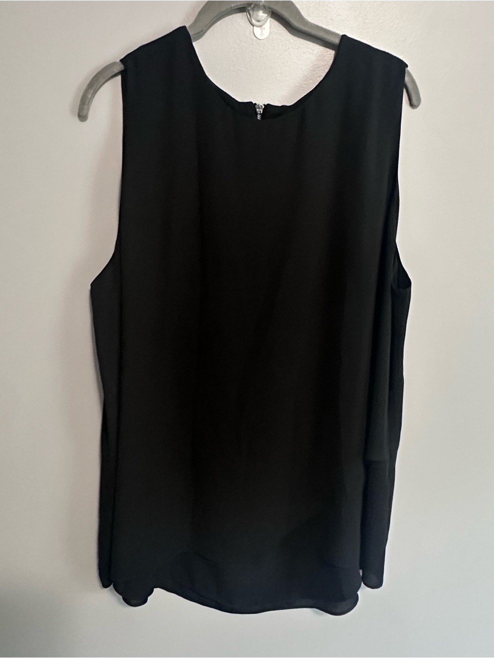 Chico’s Black Sleeveless Layered Chiffon Blouse Top Size 3 (XL) Back Zip